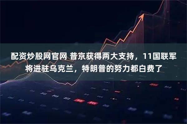 配资炒股网官网 普京获得两大支持，11国联军将进驻乌克兰，特朗普的努力都白费了